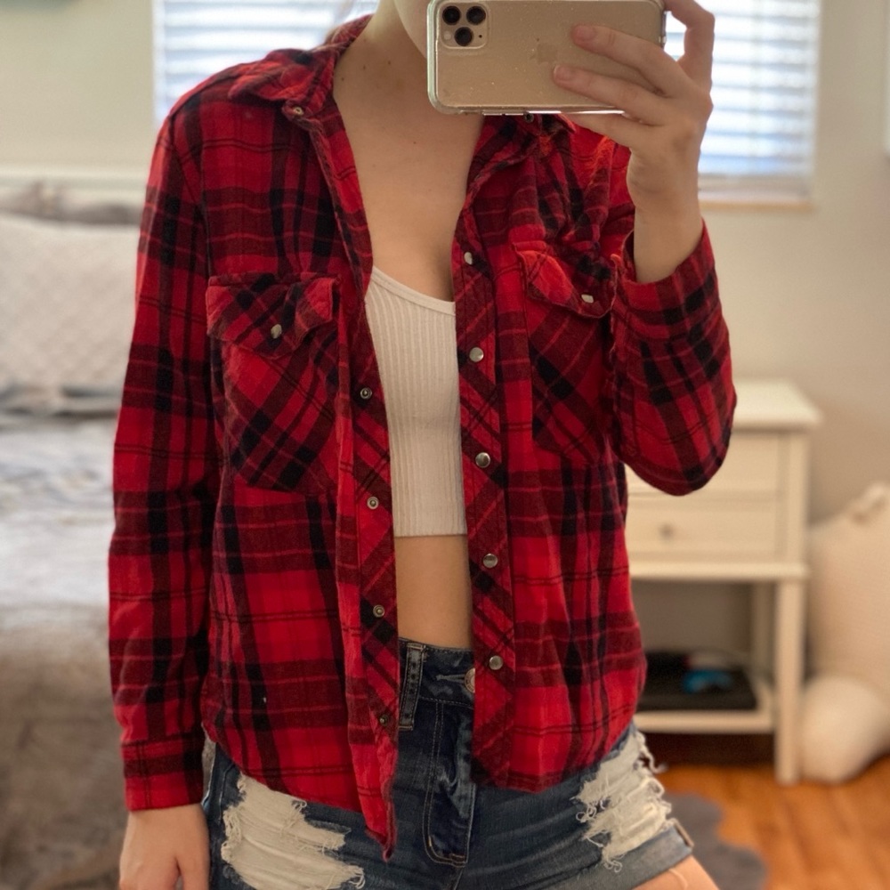 Forever 21 Black and Red Plaid Flannel